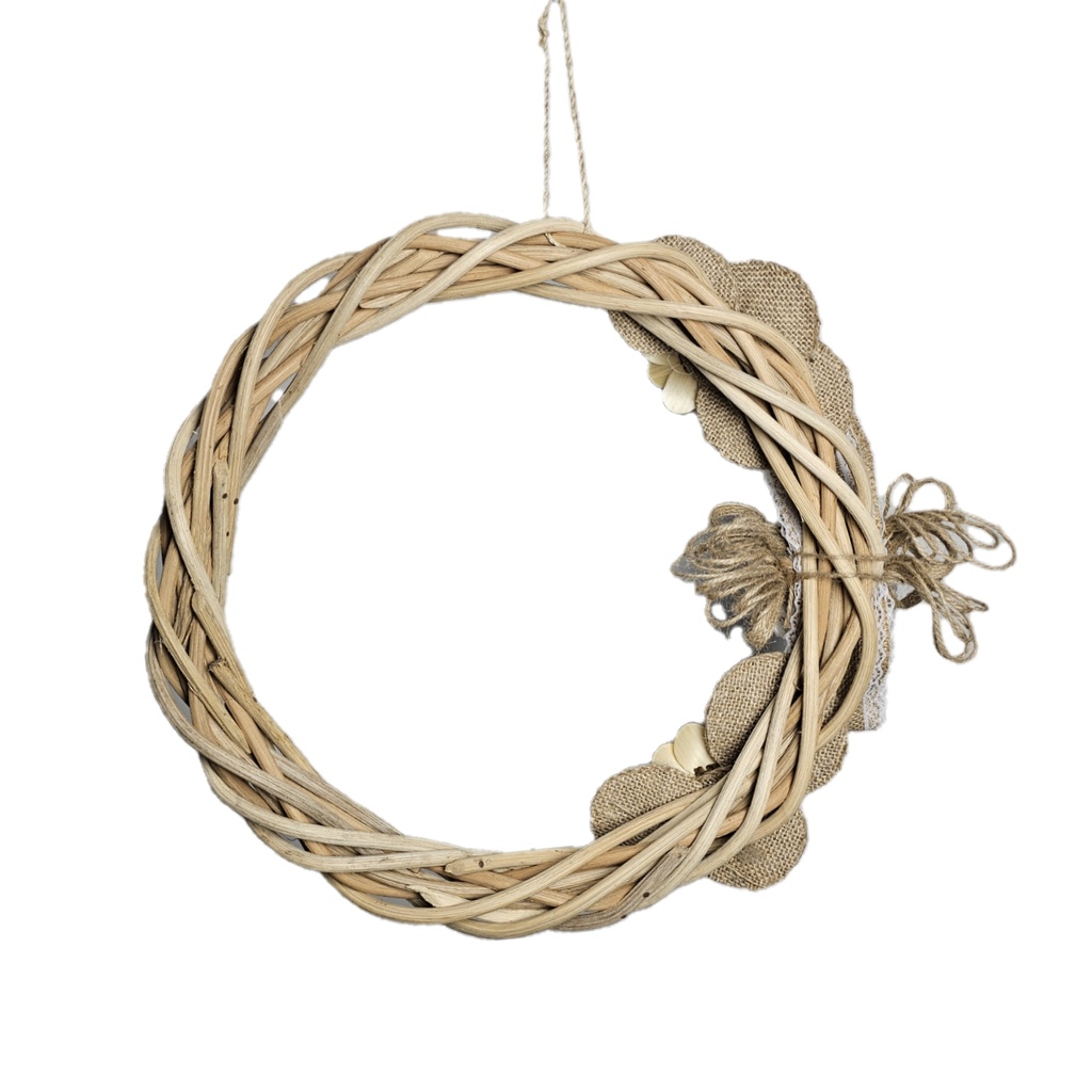 Handcrafted Large 16" Intertwined Rattan Wreaths, Beige