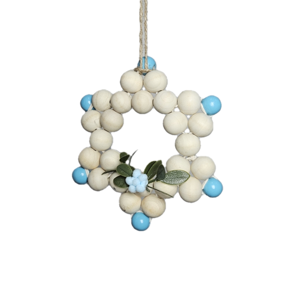 [US-0753] Handcrafted Wooden Bead Star Ornament