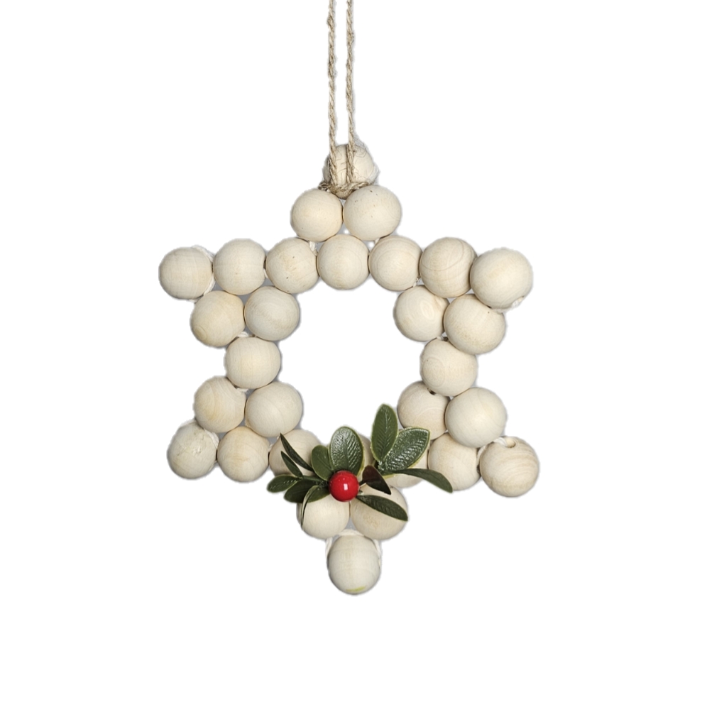 Handcrafted Wooden Bead Star Ornament
