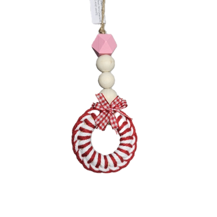 [US-0764] Handcrafted Wooden Bead Drop Mini Ornament