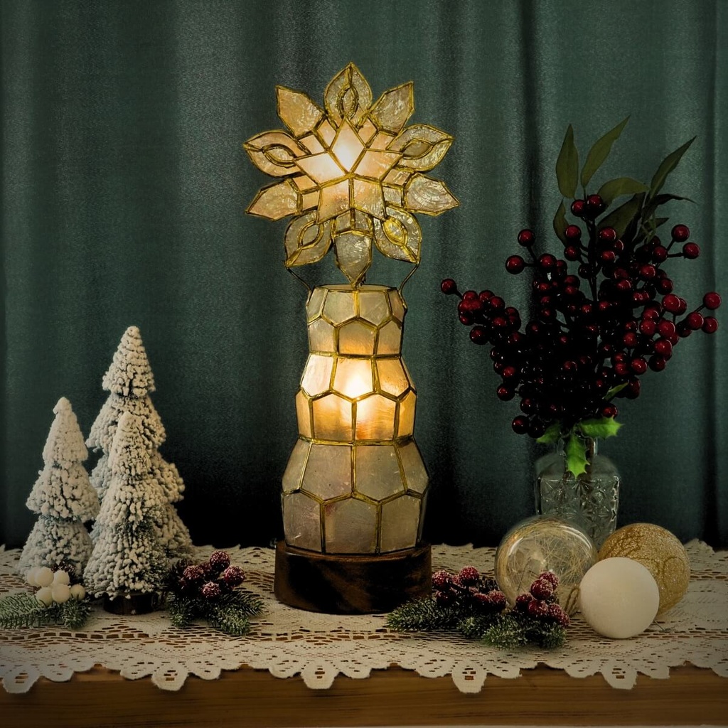 [US-0264] Capiz Parol Starburst Table Lamp 16" - US 110v