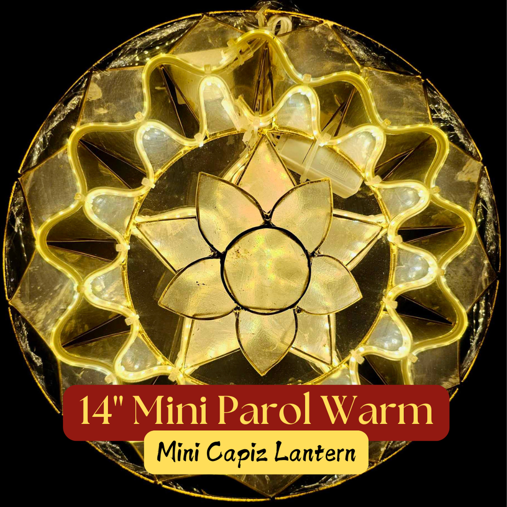 [US-0095] Parol Mini 14" Natural Capiz Lantern - US 110v