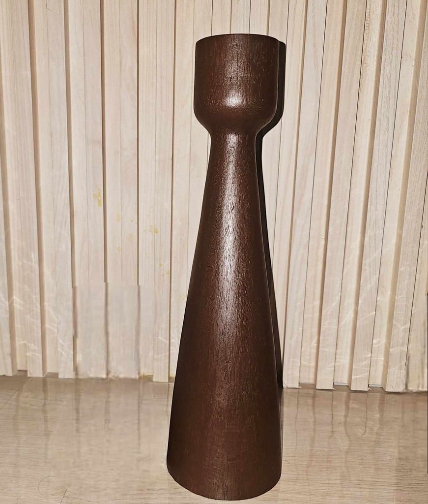 [US-0278B] Tapered Candlestick Holder with Gold Tin Cup, XXL (Mahogany Stain)