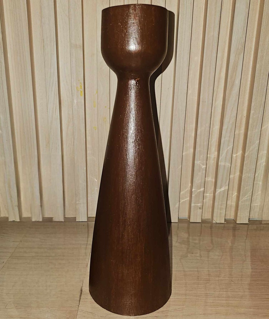 [US-0279B] Tapered Candlestick Holder with Gold Tin Cup, XL (Mahogany Stain)