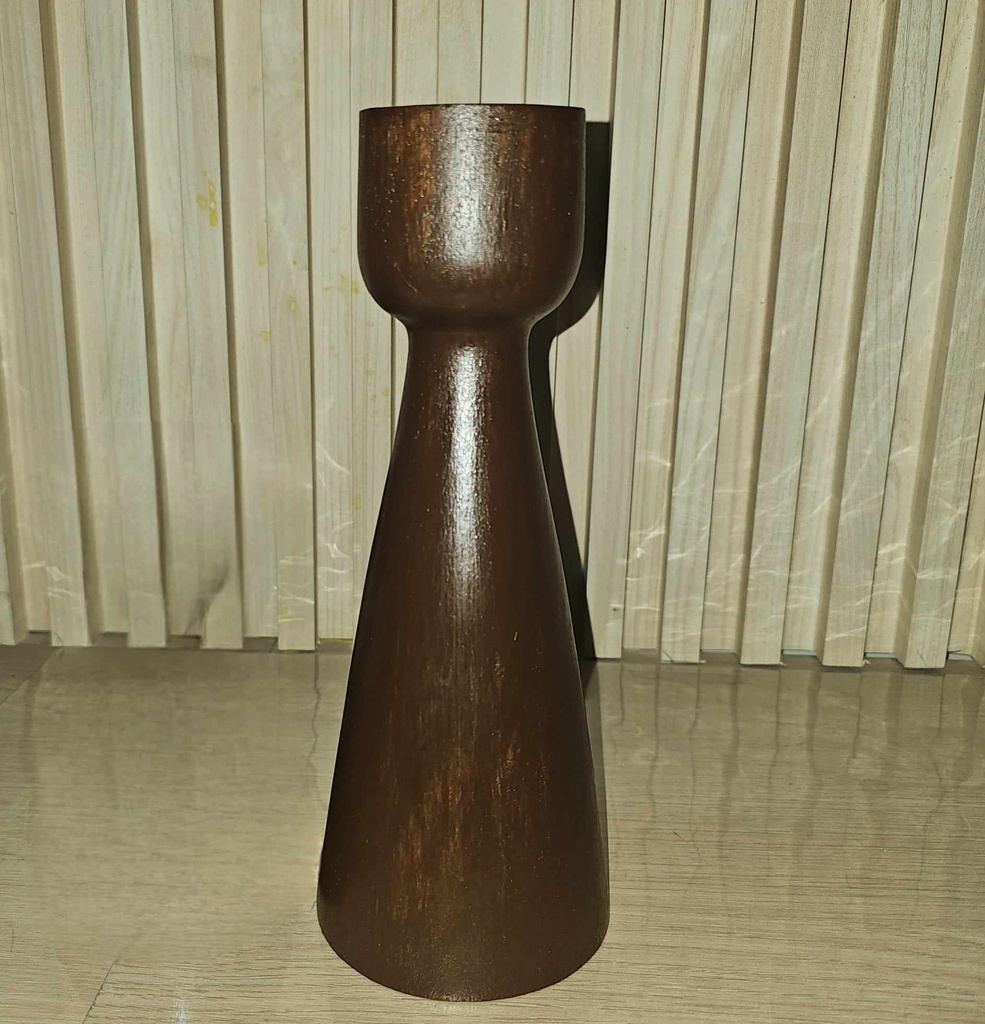 [US-0280B] Tapered Candlestick Holder with Gold Tin Cup, Large (Mahogany Stain)