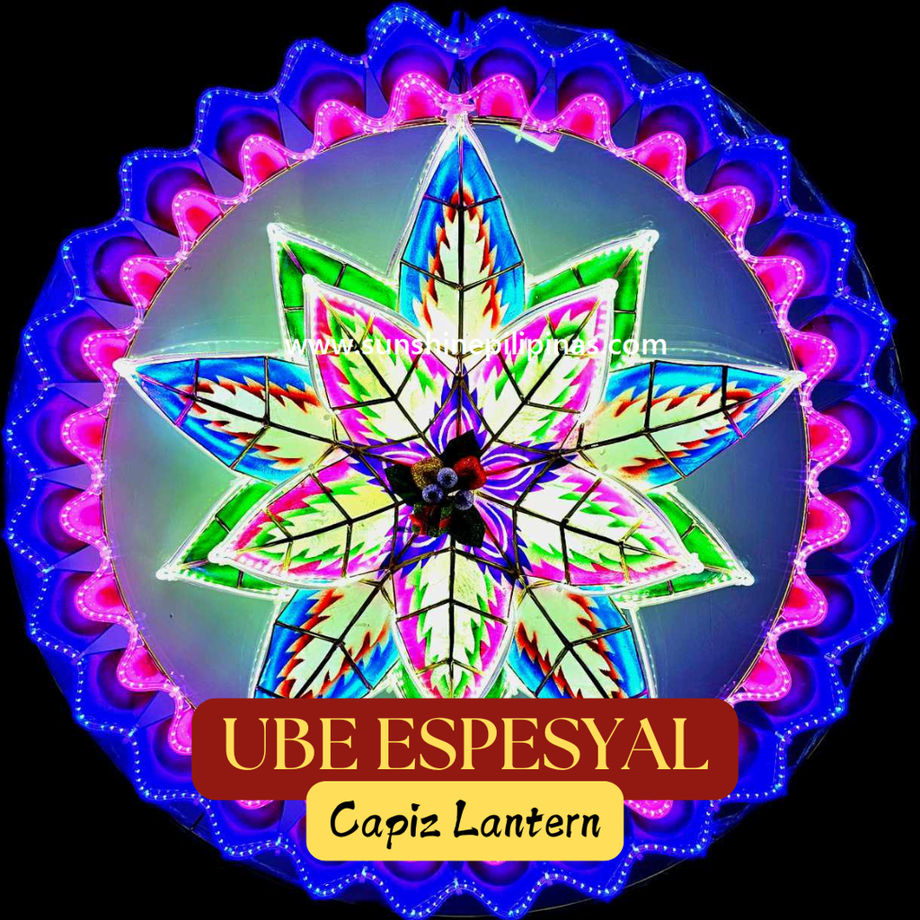 Parol Saklub Ube Espesyal Capiz Lantern - 25 inches, US 110v 