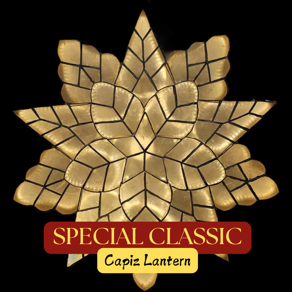 Parol Special Natural Capiz Lantern - 18 inches, US 110v