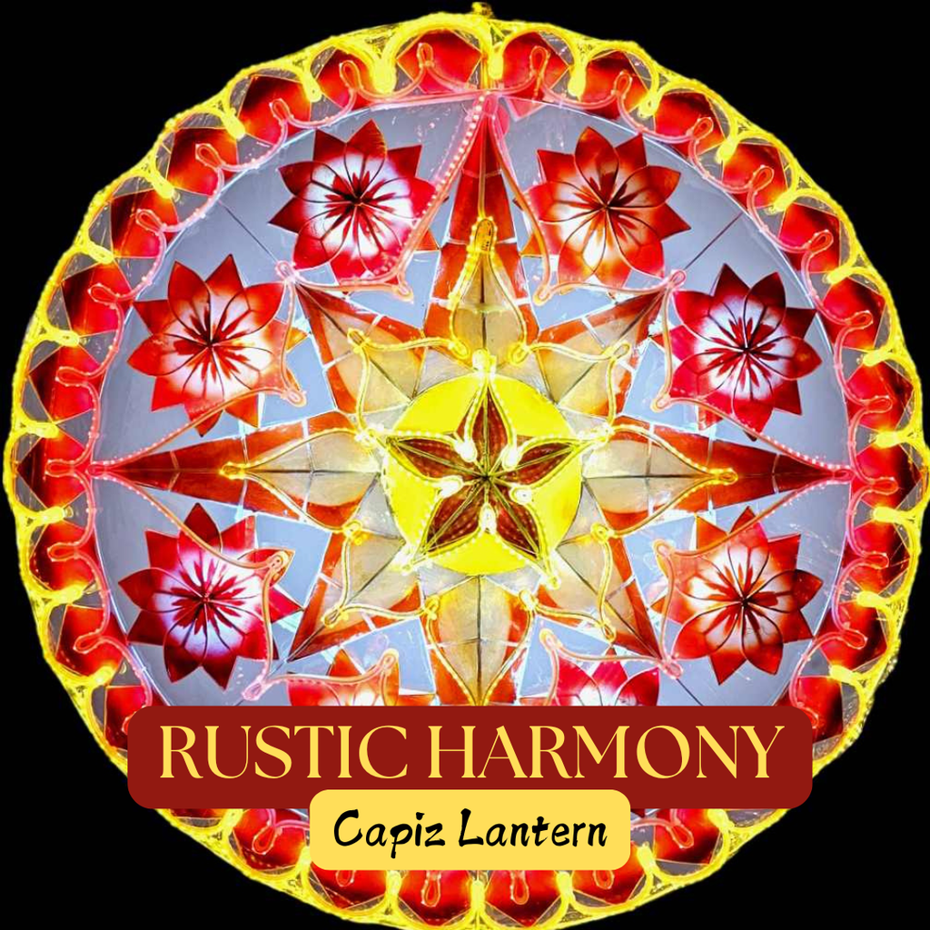 Parol Tala Rustic Harmony Capiz Lantern - 20 inches, US 110v