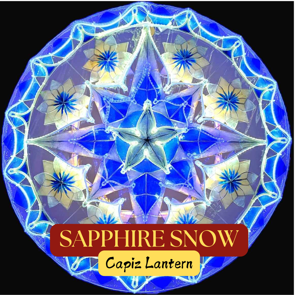 [US-0084] Parol Tala Sapphire Snow Capiz Lantern - 25 inches, US 110v