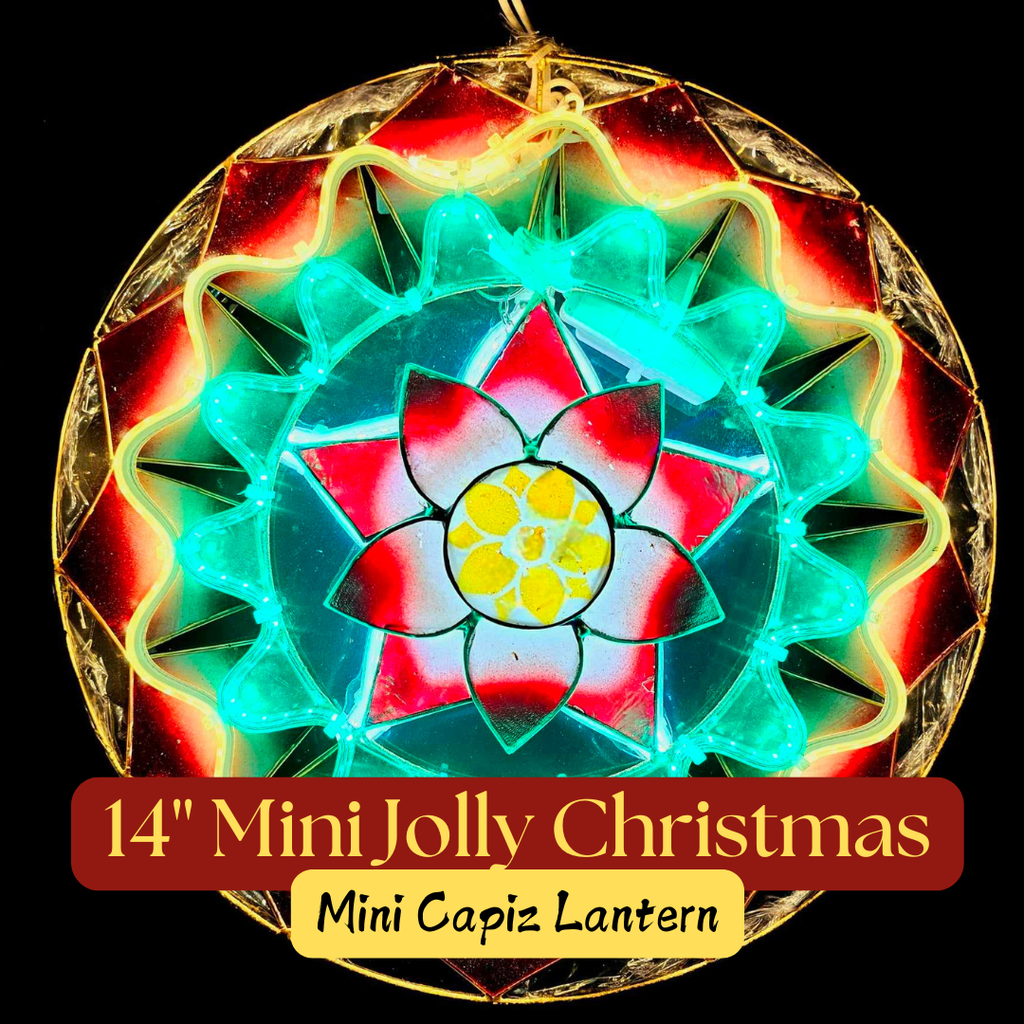 [US-0097] Parol Mini 14" Jolly Christmas Capiz Lantern - US 110v