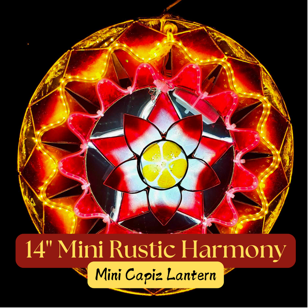 Parol Mini 14" Rustic Harmony Capiz Lantern - US 110v