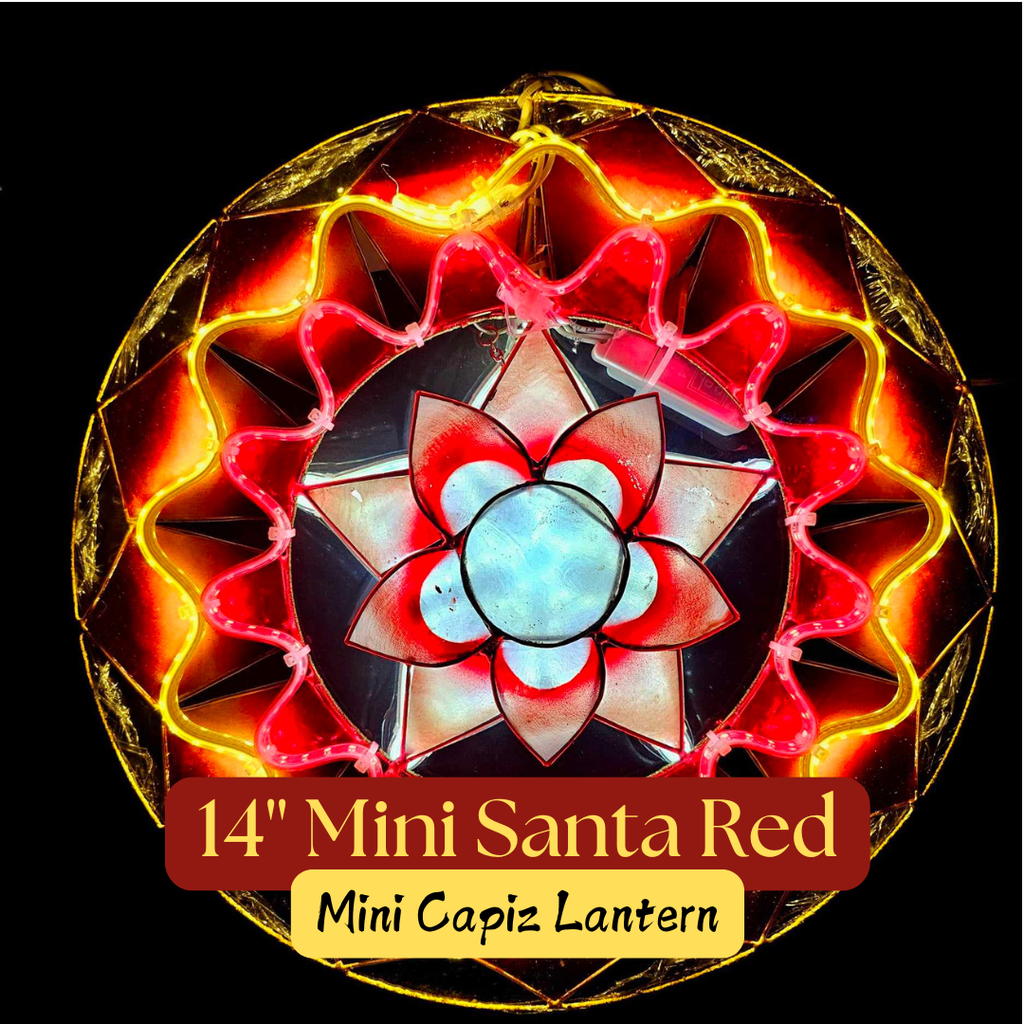 Parol Mini 14" Santa Red Capiz Lantern - US 110v