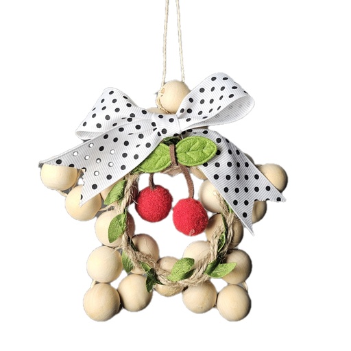 [US-0751] Handcrafted Wooden Bead Star Ornament
