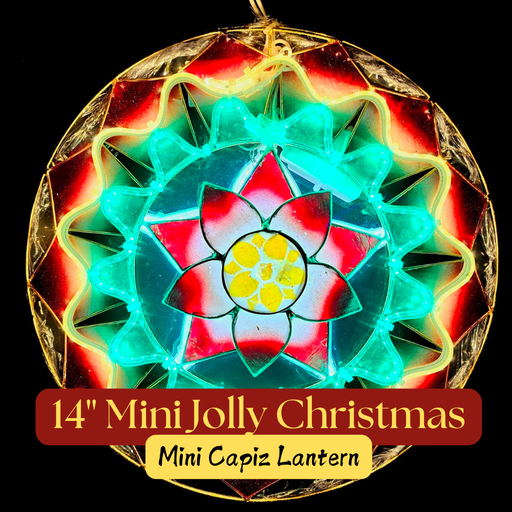 [US-0097] Parol Mini 14" Jolly Christmas Capiz Lantern - US 110v