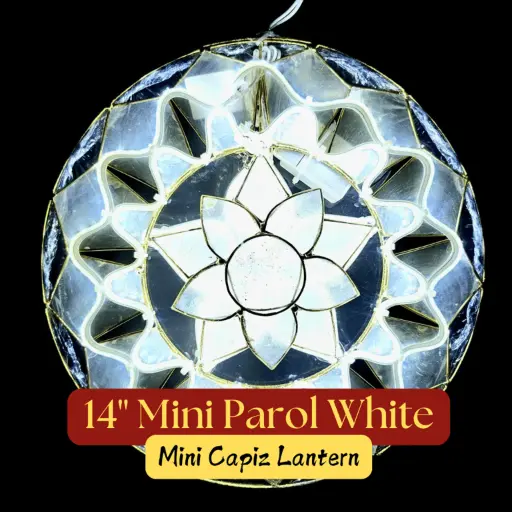 [US-0096] Parol Mini 14" Natural Capiz Lantern - US 110v