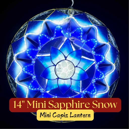 [US-0101] Parol Mini 14" Sapphire Snow Capiz Lantern - US 110v