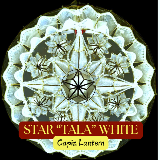 [US-0049] Parol Tala White Natural Capiz Lantern - 32 inches, US 110v