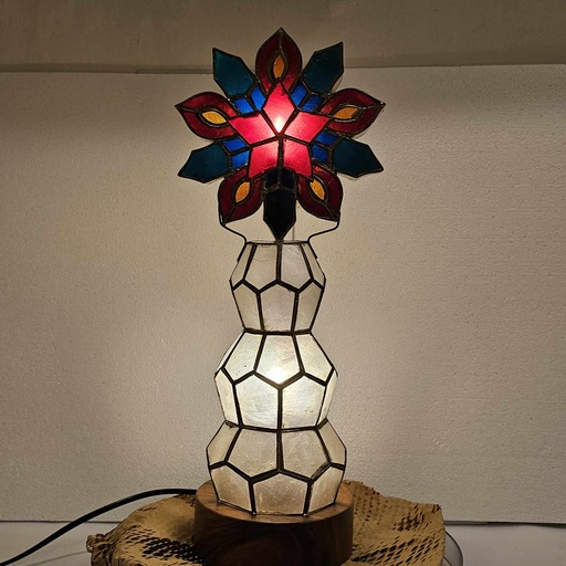 [US-0265] Capiz Parol Starburst Table Lamp 16" - US 110v
